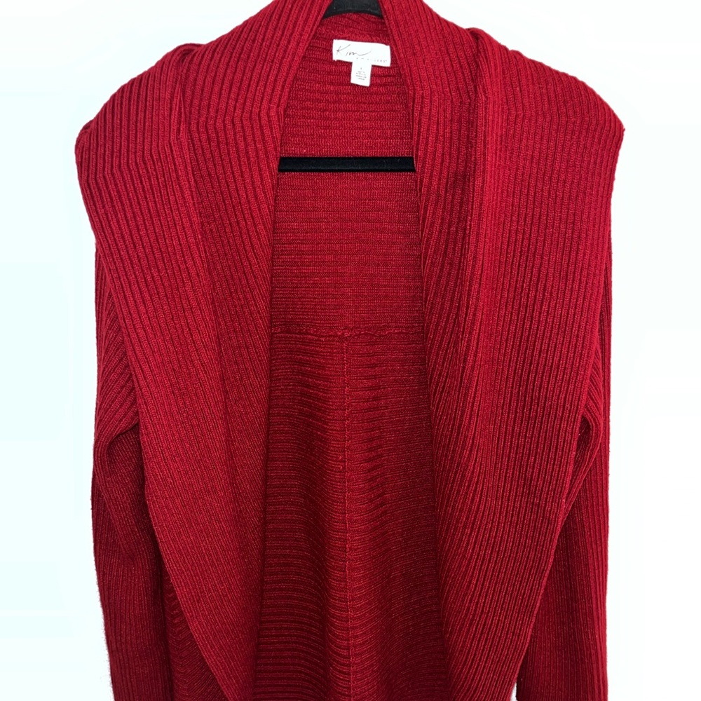 Kim Rogers Red Ribbed Knit Cardigan